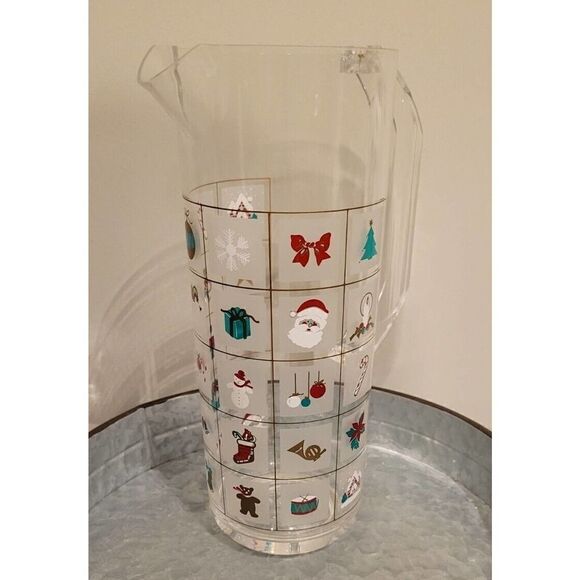 Culver Encounters Christmas Potpourri Pitcher Acrylic Vintage - Picture 1 of 6